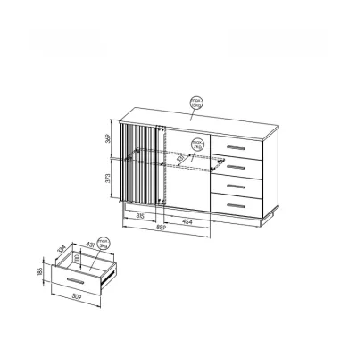 Kombinovaná komoda CATAWBA - dub wotan / černá