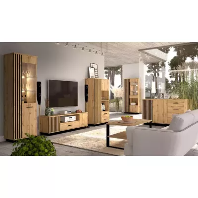 Kombinovaná komoda CATAWBA - dub wotan / černá