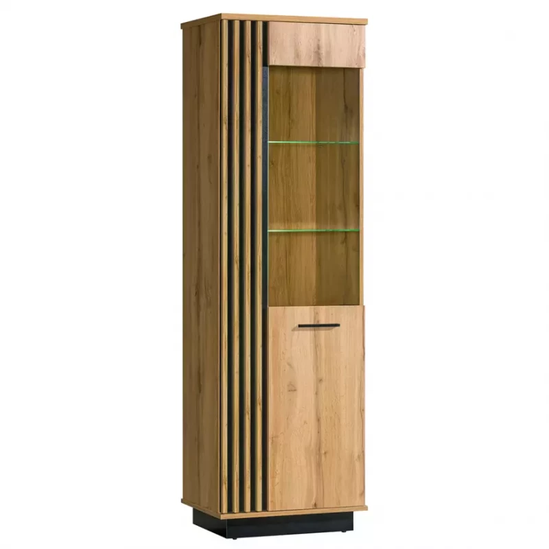 Úzká vitrína CATAWBA - dub wotan / černá