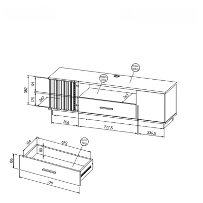 Televizní stolek CATAWBA - dub wotan / černý