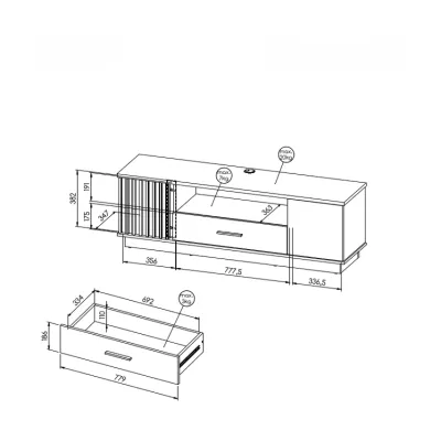 Televizní stolek CATAWBA - dub wotan / černý