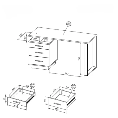 Psací stůl CATAWBA - dub wotan / černý