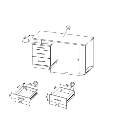 Psací stůl CATAWBA - dub wotan / černý