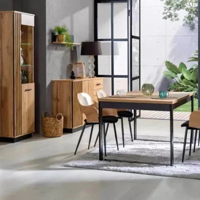 Rozkládací jídelní stůl 160(240)x90 CATAWBA - dub wotan / černý