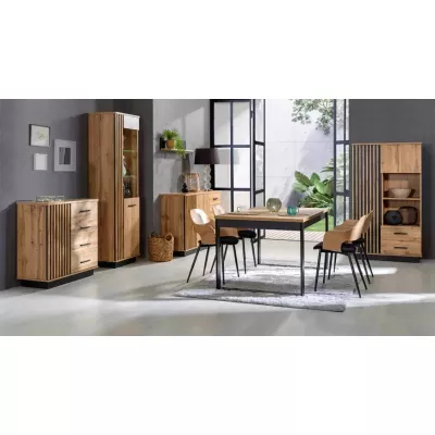 Rozkládací jídelní stůl 160(240)x90 CATAWBA - dub wotan / černý