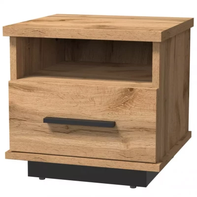 Noční stolek CATAWBA - dub wotan / černý