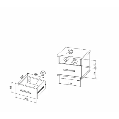 Noční stolek CATAWBA - dub wotan / černý