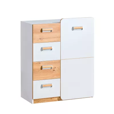 Kombinovaná komoda CEDAR - dub nash / bílá