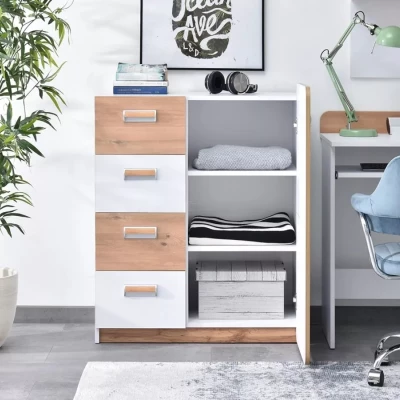 Kombinovaná komoda CEDAR - dub nash / bílá