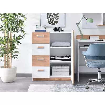 Kombinovaná komoda CEDAR - dub nash / bílá