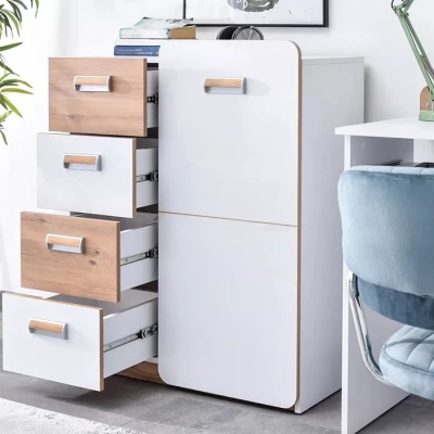 Kombinovaná komoda CEDAR - dub nash / bílá