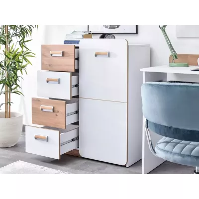 Kombinovaná komoda CEDAR - dub nash / bílá