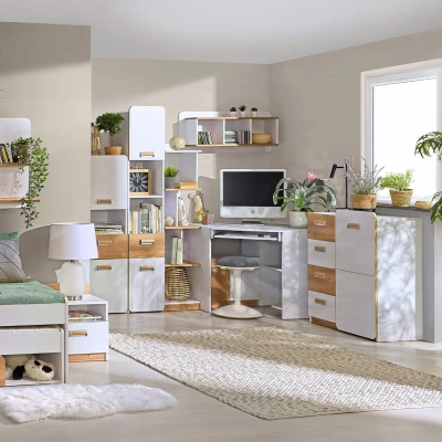 Kombinovaná komoda CEDAR - dub nash / bílá