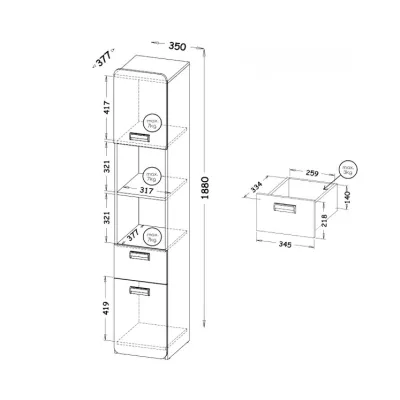 Vysoký regál CEDAR - dub nash / bílý