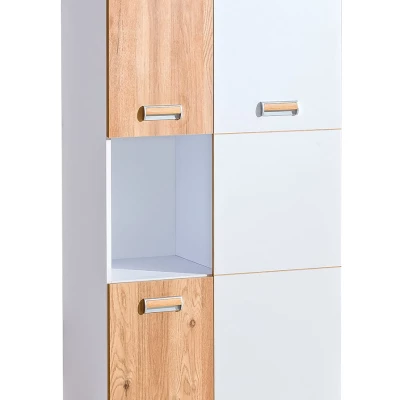 Regál s dvířky CEDAR - dub nash / bílý