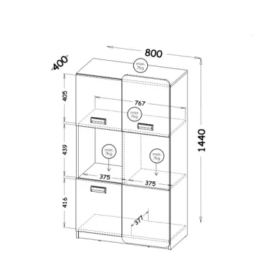 Regál s dvířky CEDAR - dub nash / bílý
