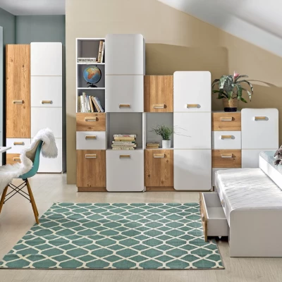 Regál s dvířky CEDAR - dub nash / bílý