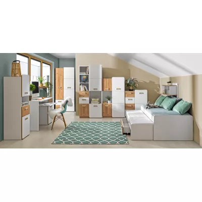 Regál s dvířky CEDAR - dub nash / bílý