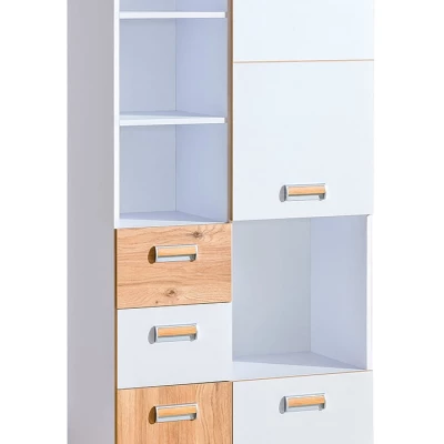 Regál s dvířky a šuplíky CEDAR - dub nash / bílý