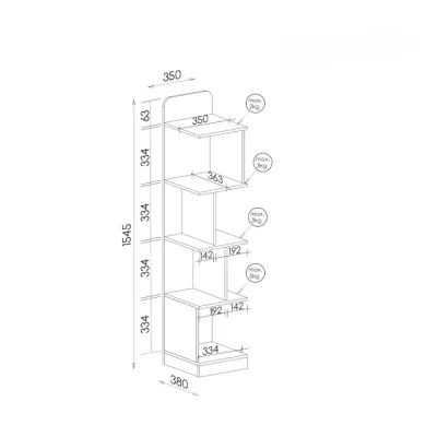 Úzká knihovna CEDAR - dub nash / bílý
