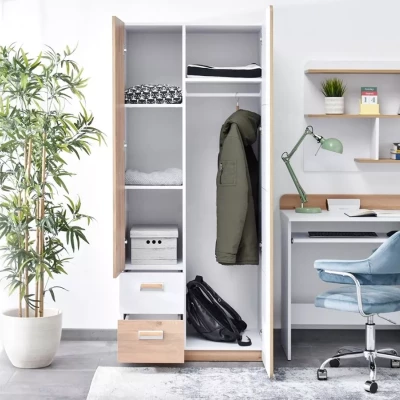 Kombinovaná šatní skříň 80 cm CEDAR - dub nash / bílá