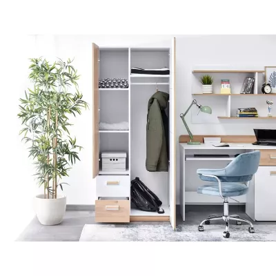 Kombinovaná šatní skříň 80 cm CEDAR - dub nash / bílá