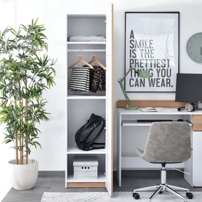 Policová šatní skříň 45 cm CEDAR - dub nash / bílá