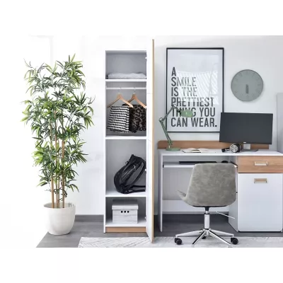 Policová šatní skříň 45 cm CEDAR - dub nash / bílá