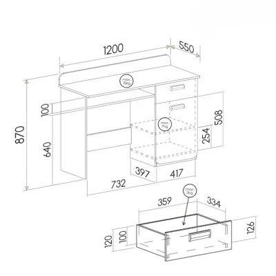 Psací stůl CEDAR - dub nash / bílý