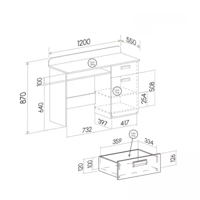Psací stůl CEDAR - dub nash / bílý