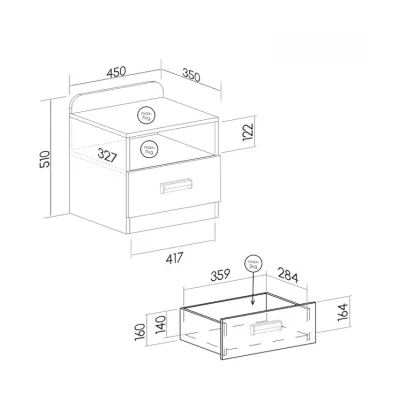 Noční stolek CEDAR - dub nash / bílý