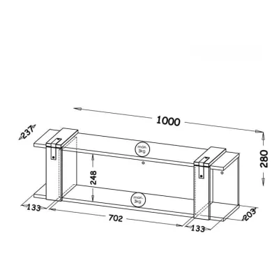 Závěsná police CONOVER - dub wotan / beton