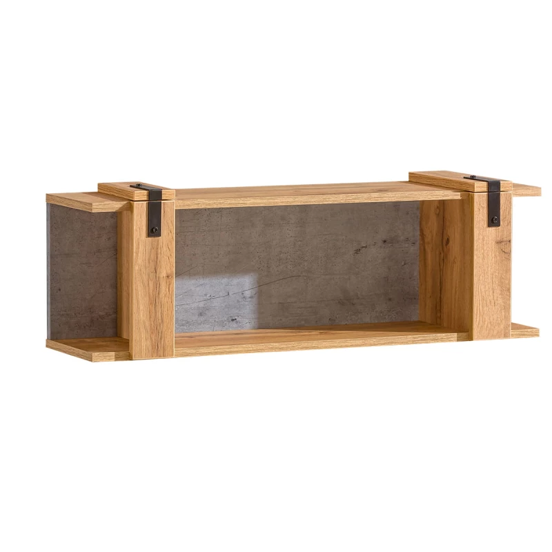 Závěsná police CONOVER - dub wotan / beton