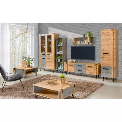 Závěsná police CONOVER - dub wotan / beton