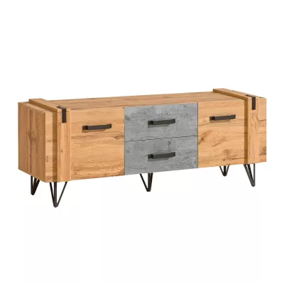 TV stolek CONOVER - dub wotan / beton / černý