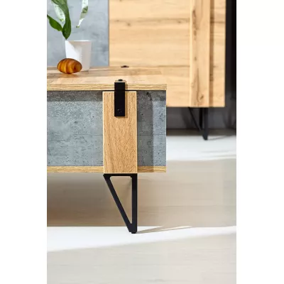 Konferenční stolek CONOVER - dub wotan / beton / černý