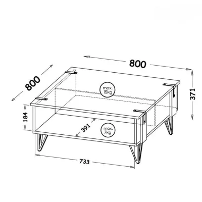 Konferenční stolek CONOVER - dub wotan / beton / černý