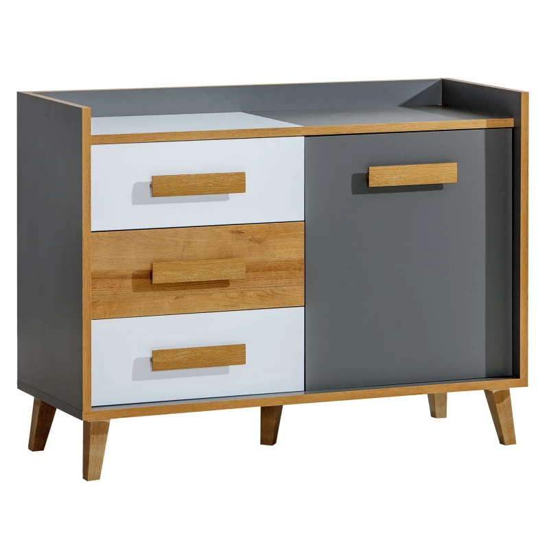 Kombinovaná komoda DOBSON - dub riviera / bílá / antracit