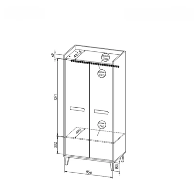 Šatní skříň 90 cm DOBSON - dub riviera / bílá / antracit