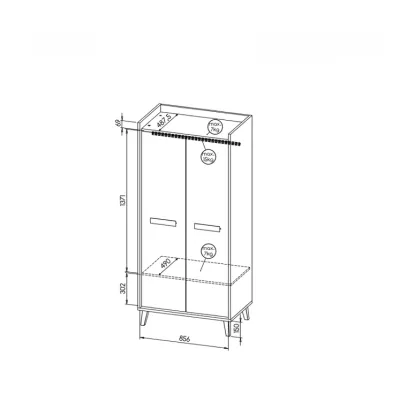 Šatní skříň 90 cm DOBSON - dub riviera / bílá / antracit