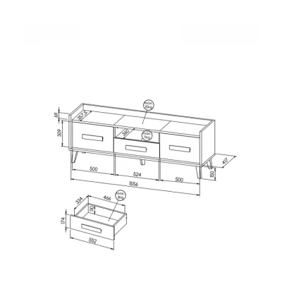 TV stolek DOBSON - dub riviera / bílý / antracit