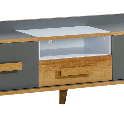 TV stolek DOBSON - dub riviera / bílý / antracit