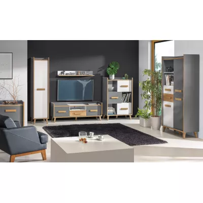 TV stolek DOBSON - dub riviera / bílý / antracit