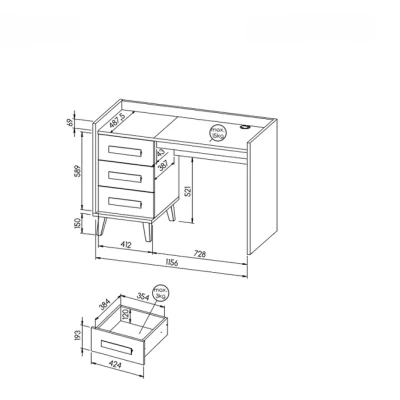 Psací stůl DOBSON - dub riviera / bílý / antracit