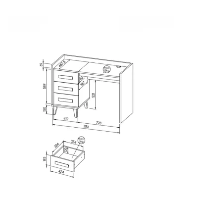 Psací stůl DOBSON - dub riviera / bílý / antracit