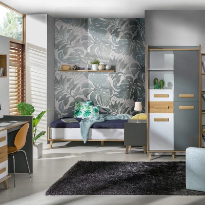 Psací stůl DOBSON - dub riviera / bílý / antracit