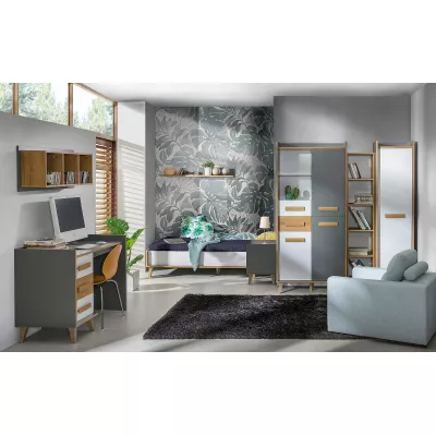 Psací stůl DOBSON - dub riviera / bílý / antracit