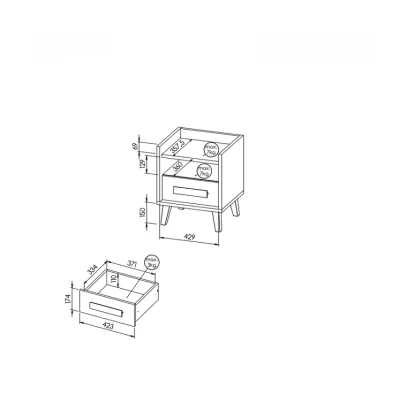 Noční stolek DOBSON - dub riviera / bílý / antracit