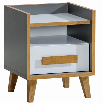 Noční stolek DOBSON - dub riviera / bílý / antracit