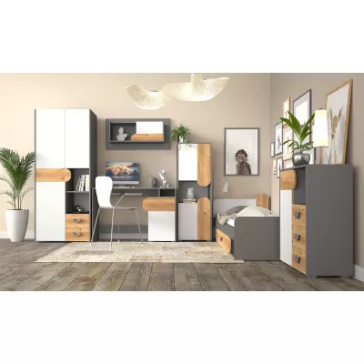 Kombinovaná komoda EDENTON - dub nash / grafit / bílá